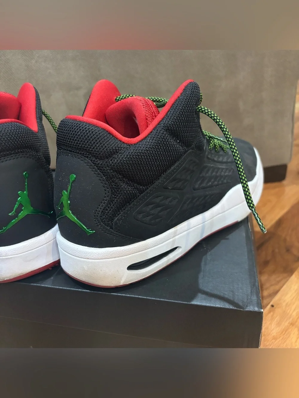 Mens Nike Jordans New School (768901-013) Black, Red & Green Size 12 W/ Box